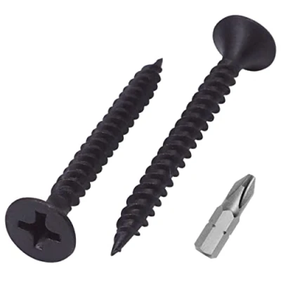 Imagen de SKIR&#039;CO (1000 piezas) Tornillos para paneles de yeso con acabado fosfato negro, 3,5 x 35 mm, rosca fina, cabeza corneta Phillips
