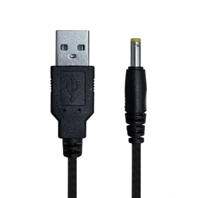 Imagen de OcioDual Cable Cargador USB DC de Carga Compatible con PSP 1000 2000 3000, Altavoces, Camaras Seguridad, Universal Baterías, 5V, 2A, 2.0, Negro Trenzado 1,2m