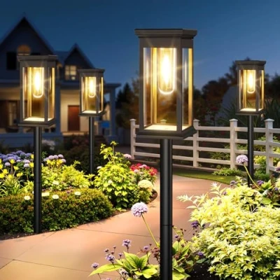 Imagen de NEEMO 6 lámparas solares para exterior jardín típicas con luz blanca cálida de tungsteno, resistente al agua coche, encendido y apagado, patio, regalos