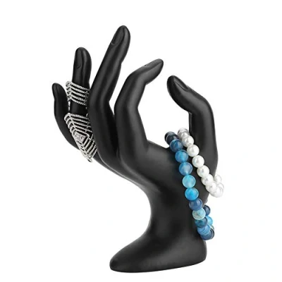 Imagen de Soporte de Exhibición Joyas, Maniquí Mano, Joyas Organizadores para Pendientes y Pulsera Ok Gesto la Mano Negro (#01)