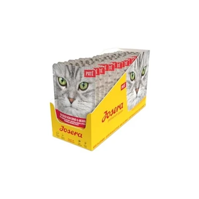 Imagen de Josera Paté gulash de Ternera y Pollo, 16 x 85 g, Comida para Gatos sin Cereales con Aceite salmón, húmeda súper Premium Adultos, Paquete