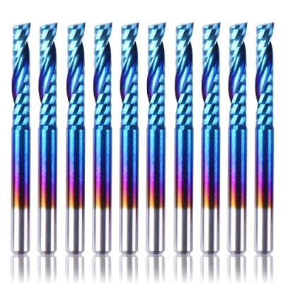 Imagen de SainSmart Genmitsu 10 fresas de punta plana para nariz CNC, 1/8 pulgadas en espiral, 1 juego fresa extremo flauta (3,175 x 17 38 mm)