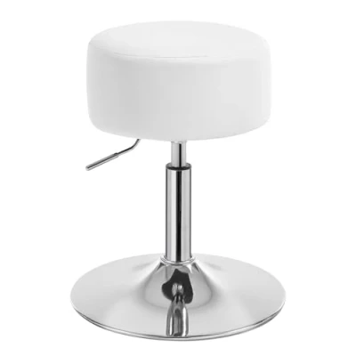 Imagen de WOLTU 1x Taburete de Bar Diseño con Mango Juego 1 Altura Regulable Piel Sintética, Alto Cocina Asiento Acolchado Giratorio Peluqueria Silla Blanco BH14ws