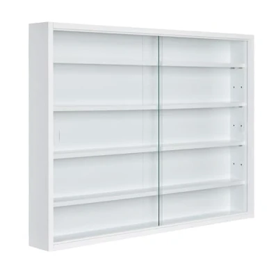 Imagen de Inter Link Vitrina de colección Estantería pared cristal colgante MDF Blanco (80x60x9,5 cm) Compilati