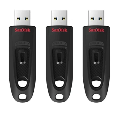 Imagen de SanDisk 64 GB Ultra Memoria flash USB 3.0, hasta 130 MB/s, paquete de 3 unidades