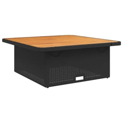 Imagen de vidaXL Mesa de Jardín, Mesita con Tablero Ajustable, Comedor, Mueble para Terraza Patio, Madera Maciza Acacia y Ratán PE Negro