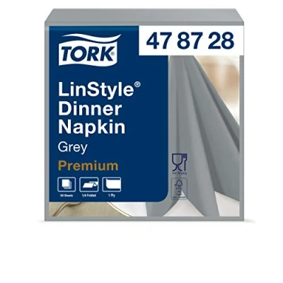 Imagen de Tork 478728 Linstyle Servilleta para cena de color gris / 1 capa 12 paquetes x 50 unidades (600 servilletas)) 39 cm cm/Premium