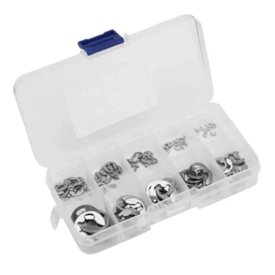 Imagen de Fasizi 120 piezas de acero inoxidable 304 E Clip retención Circlip surtido Kit 1,5 mm a 10