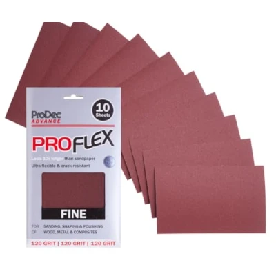 Imagen de ProDec Advance 10 Hojas Lijado 120 Grano, Proflex, Flexible, Resistente Grietas, Múltiples Usos, 9&quot;x4.5&quot;