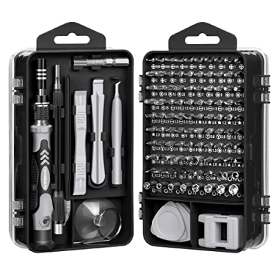 Imagen de YINSAN Juego Destornilladores Precisión Magnético, Set Herramientas Precision Reparación Para iPhones, Switch, PS4, PS5, Xbox, PC, Mac, Laptop, Gafas, Relojes, Cámara, Teléfono Móvil, 120 en 1 Negro