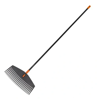 Imagen de Fiskars Rastrillo para hojas, 25 dientes, Longitud: 175 cm, Ancho: 52cm, Dientes de plástico/Mango aluminio, Negro/Naranja, Solid L, 1003465