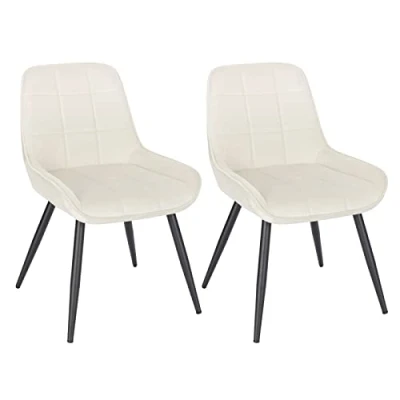 Imagen de WOLTU 2X Sillas de Comedor, Silla Ergonómica con Respaldo, Terciopelo en Estructura Metal, para Dormitorio, Salón, Comedor y Cocina, Crema, BH331cm 2