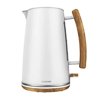 Imagen de Cecotec Hervidor de Agua ThermoSense 400 White Woody. 3000 W, Capacidad 1,7 Litros, Acero Inoxidable, Libre BPA, Base con Giro 360º, Filtro Antical Desmontable, Sistema Seguridad