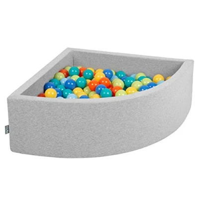 Imagen de KiddyMoon 90X30cm/200 Bolas Piscina De ∅ 7Cm para Ninos Cuarto Angular Hecha En La UE, Grisclr:Verdclr/Naranj/Turques/Azul/Azulclr/Amaril