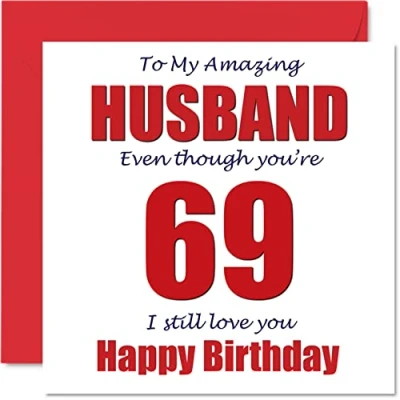 Imagen de Divertidas tarjetas de cumpleaños 69 para marido I Still Love You Tarjeta feliz esposa pareja, sesenta y nueve novenos regalos bromas marido,