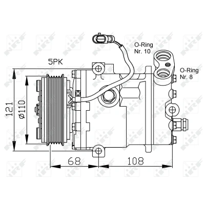 Imagen de NRF 32197 compresor de Aire Acondicionado SD6V10 12 PAG 46 con aceite OPEL: Agila A, Astra G Berlina, CC
