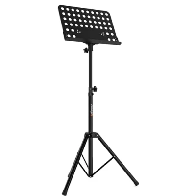 Imagen de Audibax SP3 Atril de Orquestra Soporte para Partituras Plegable con Altura Regulable Bandeja Perforada y Desmontable Ajustable 94 a 142 cm