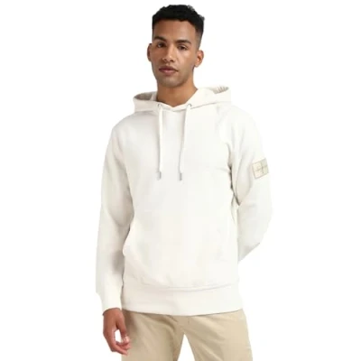 Imagen de Calvin Klein Hoodie Badge con Capucha para Hombre, Blanco (Ivory), XXS