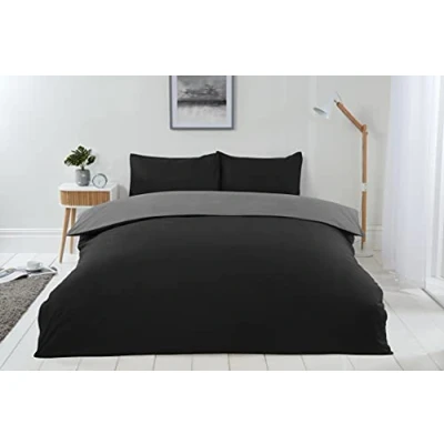 Imagen de Emma Barclay Lyla Juego de Funda nórdica Reversible para Cama Matrimonio, Color Negro y Gris
