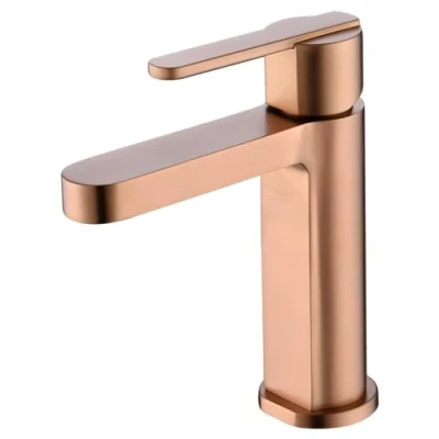 Imagen de MICE Grifo monomando de baño Griferia lavabo laton para agua fria/caliente lavamanos caño corto (Oro Rosa Cepillado) BDR001 1ORC