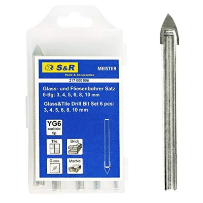 Imagen de S&amp;R Juego de 6 Brocas para Azulejos, Cerámica, Cristal: 3,4,5,6,8,10 mm