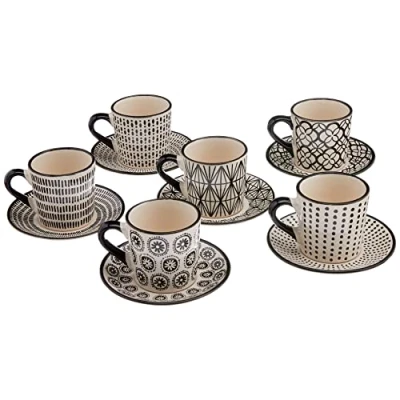 Imagen de H&amp;h set 6 tazze caff in stoneware vhera con piatto cc90