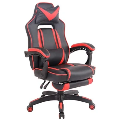 Imagen de Silla Gamer Heat En Cuero PU I Racing con Cojines &amp; Ruedas Gaming Regulable Altura Giratoria Ergonómica Color:, Color:Negro/Rojo