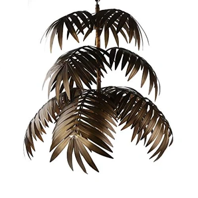 Imagen de Newrays Lámpara colgante vintage de bronce oscuro, hoja árbol rústica para sala estar, dormitorios, candelabros, accesorios iluminación