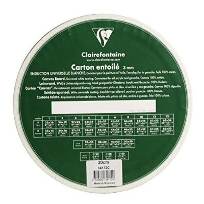 Imagen de Clairefontaine 34172C Un carton à peindre avec enduction blanche 20 cm (format rond), épaisseur 3mm, toilé blanc