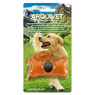 Imagen de Arquivet Dispensador de Bolsas excrementos para Perros en Forma Hueso Incluye 1 Rollo con 15 Unidades Recoger cacas o desechos