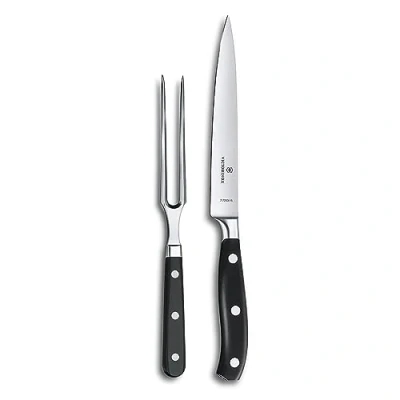 Imagen de Victorinox Grand Maître, set de trinchar profesional, 2 piezas, hoja extra afilada, 20 cm, mango plástico robusto, acero inoxidable, negro
