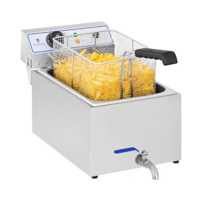Imagen de Royal Catering Freidora Electrica Profesional RCEF 15E (17 L, 3.000 W, Termostato, Rango de temperatura 60 200 C, Grifo vaciado, Acero inoxidable)