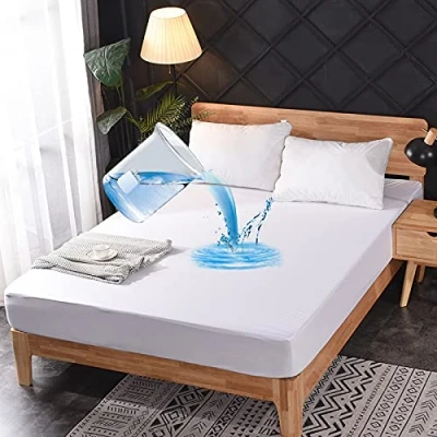 Imagen de ESFOTO Funda de colchón impermeable para cama Super King, suave, silenciosa, transpirable y sin vinilo, lavable, 30 cm profundidad (tamaño King (180 x 200 cm)