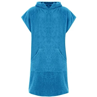 Imagen de adore Poncho Toalla con Capucha Unisex 100% Algodón Bolsillos Y Sin Bolsillo De Playa Natación Surf, L/XL, Agua (con el Bolsillo)