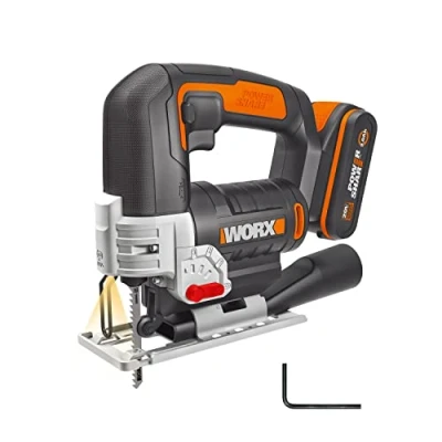 Imagen de Sierra de calar 20V WORX PowerShare WX543 1 batería 2Ah péndulo 4 posiciones, cambio rápido hoja, profundidad corte 24 mm, luz LED