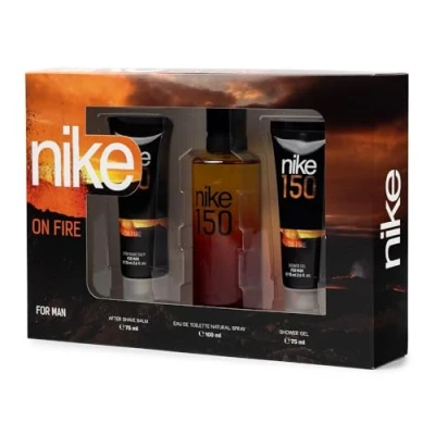 Imagen de NIKE On Fire, Estuche de Regalo Hombre, Colonia 150 ml + Gel Baño 75 After Shave ml, Eau Toilette Masculina, Aroma Oriental Amaderado, Fragancia Fresca, Sensual y Larga Duración