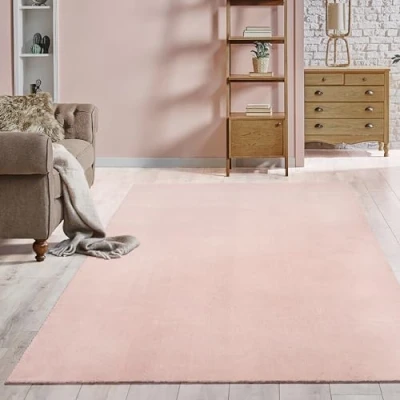 Imagen de the carpet Relax Alfombra Moderna y mullida de Pelo Corto, para salón, Parte Inferior Antideslizante, Lavable hasta 30 Grados, Muy Suave, Blush, 200 x 280 cm