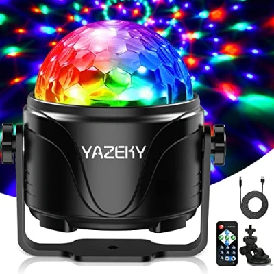 Imagen de YAZEKY Luces Discoteca USB 4M,7 Colores RGB Luz Fiesta de Bola con Activada por Sonido Ventosa,Rotación 360 para Casa,Disco,DJ,KTV,Bar,Navidad(1Pieza)