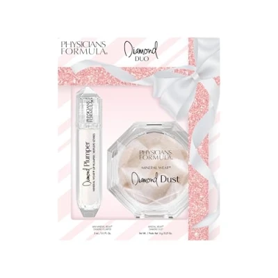 Imagen de Physicians Formula Mineral Wear Diamond Duo Set, Set de Maquillaje con Polvos Fijadores Translúcidos y Voluminizador Labios, Fórmulas Nutritivas Minerales Iluminadores Vitamina E