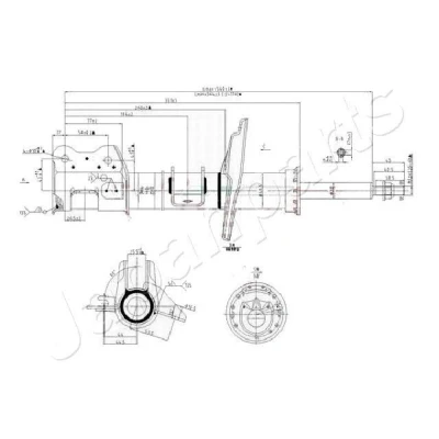 Imagen de JAPANPARTS MM 00158 amortiguador Eje delantero, izquierda Presión de gas Bitubular Columna Espiga arriba