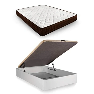 Imagen de HOGAR24 ES Cama Completa, Colchón Viscosoft Dream Flex 15 + Canape Abatible Color Blanco, Medida: 135x190 cm