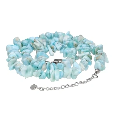 Imagen de Lebensquelle Plus Larimar Cadena de piedras preciosas con cierre (45 + 5 cm largo), Acero inoxidable,