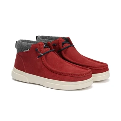 Imagen de WALK IN PITAS GARDA Bota para Mujer Botines tipo Wallabi de Serraje Botas Vestir Invierno Bajos Planos Zapatos Rojo 38