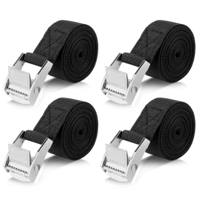 Imagen de Romon Cinchas de Amarre, 4 Piezas 2M Eslingas con Carraca, Amarre Pequeñas Rapido, Correa para Portabicicletas Motocicleta, Portaequipajes Coche, Surf, Bicicleta