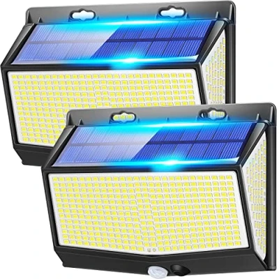 Imagen de One Fire 468 Led Luces Solares Exterior Jardin, 3 Modos, Sensor de Movimiento, 2000LM 270 Gran Angulo Focos, Lampara IP65, 2 Unidades