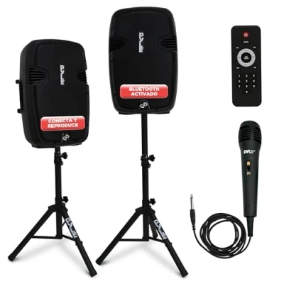 Imagen de Pyle Altavoces, Bocinas, Portatil, Inalambrico, DJ Activos, Pasivos, 1800V, Bluetooth, Microfono, Control Remoto