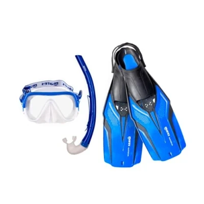 Imagen de Mares Aquazone Set Nateeva Keewee, Conjunto con Máscara Tubo y Aletas de Snorkel Adulto, Unisex, Azul, L/XL
