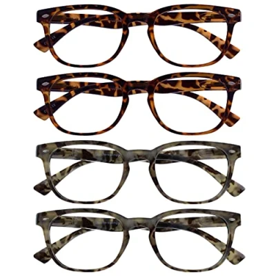 Imagen de La Compañía Gafas De Lectura Marrón Gris Lectores Valor Pack 4 Estilo Gregory Peck Hombres Mujeres Bisagras Resorte RRRR14 2T2T77 +3,00