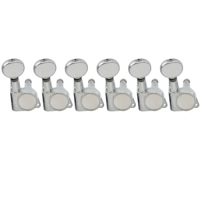 Imagen de Wilkinson 6 en Línea E Z LOK Botón Mini Oval Clavijas de Afinación Clavijero Repuesto para Guitarra Eléctrica Fender Strat/Tele Style, Cromo
