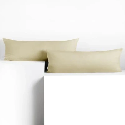 Imagen de DecoKing 2 Fundas de Almohada 40 x 200 cm, algodón, con Cremallera, Color Beige y ámbar